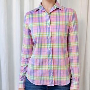 J. McLaughlin Pastel Pink Plaid Button-Up ‘Superfine 100’S Cotton 2-Ply’ Shirt 8